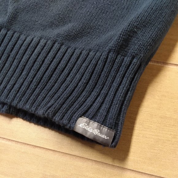 Eddie Bauer men's dark blue heavy weight sweater 100% cotton XXLT 2XLT Big - Picture 3 of 4